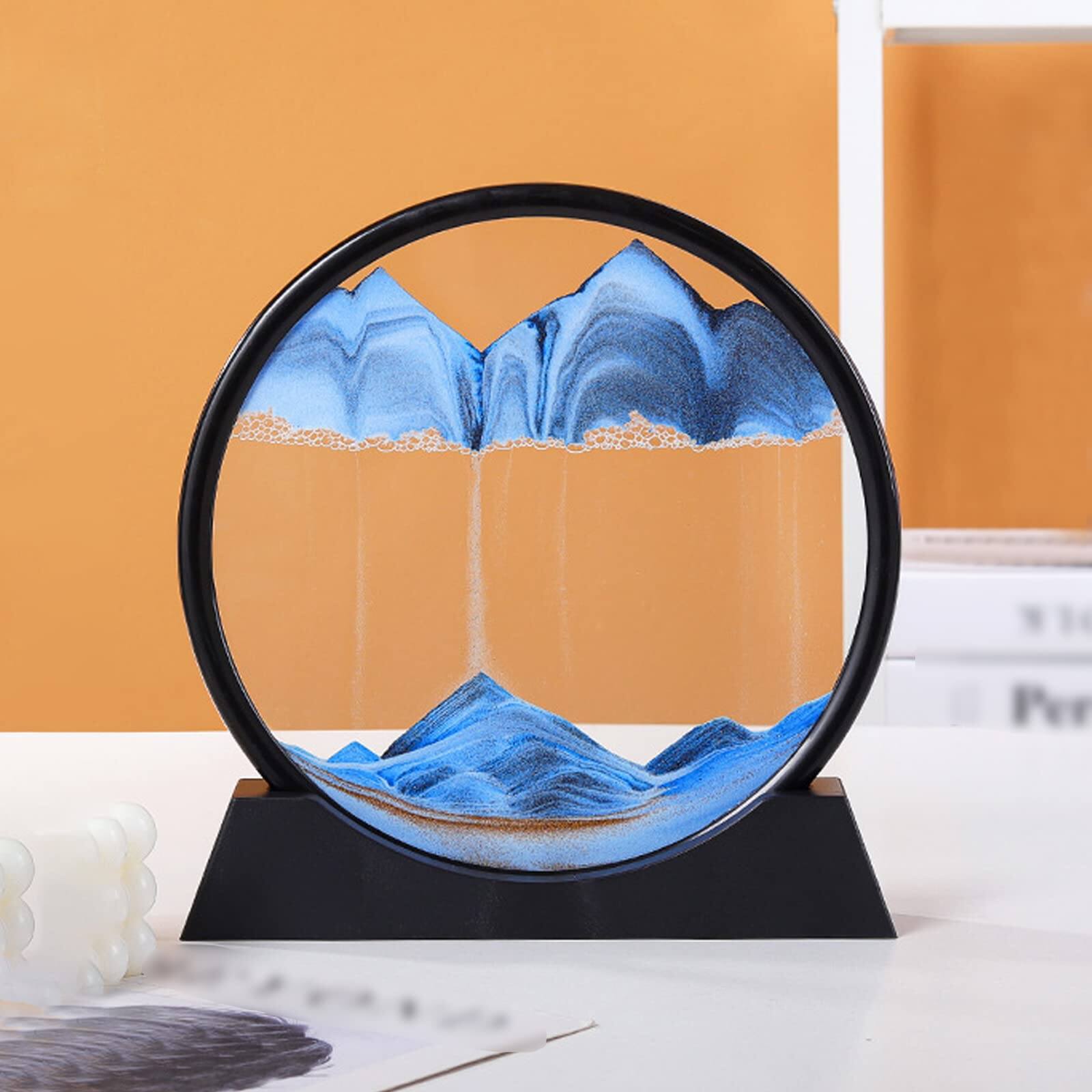3D Sandscape Moving Sand Art Picture Quicksand Craft Round Glass