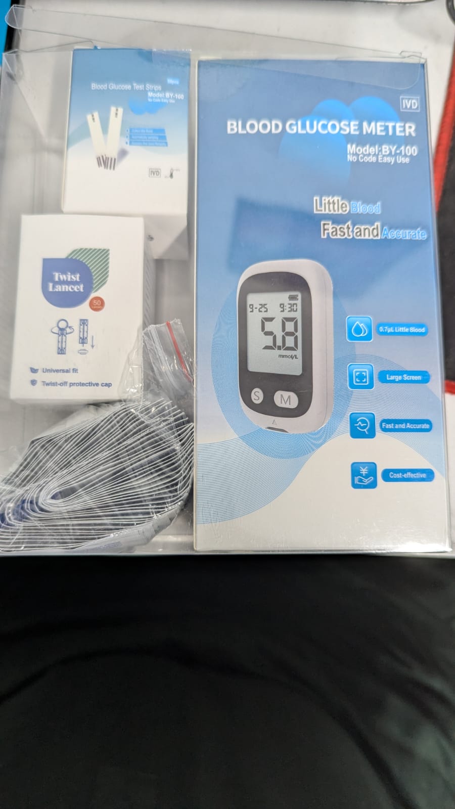 Blood Glucose Monitor Kit, ​Blood Glucose Meter Glucometer Kit ,50 Glucometer Strips, 50 Lancets, Lancing Device, Carrying Case Price:BDT 3600